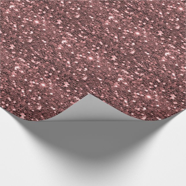 Modern Rose Gold Faux Glitter Print Wrapping Paper (Corner)