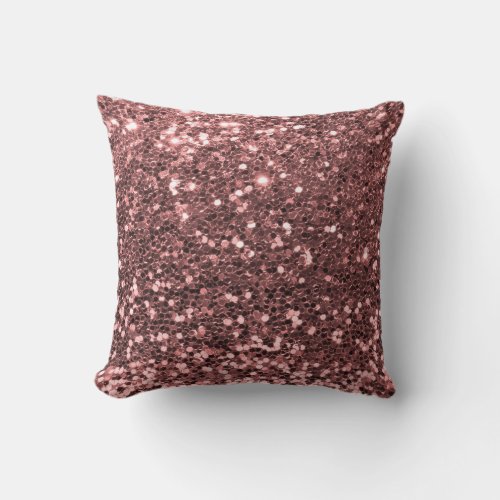 Modern Rose Gold Faux Glitter Shine Print Throw Pillow