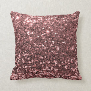 Modern Rose Gold Faux Glitter Shine Print Throw Pillow