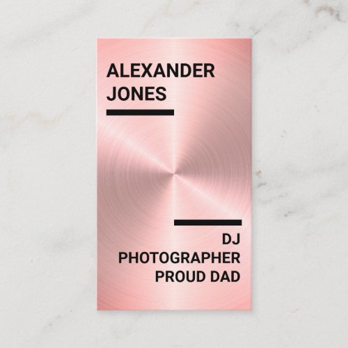 Modern Rose Gold Faux Photographer DJ Proud Dad Business Card