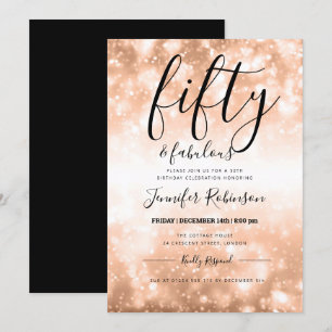 Modern Rose Gold Fifty & Fabulous 50th Birthday Invitation