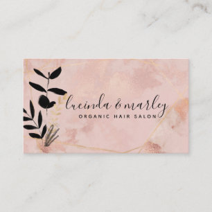 Modern Rose Gold Floral Business Card