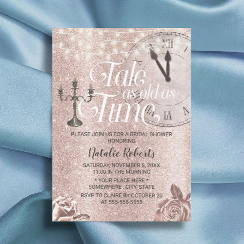 Modern Rose Gold Floral Fairy Tale Bridal Shower Invitation