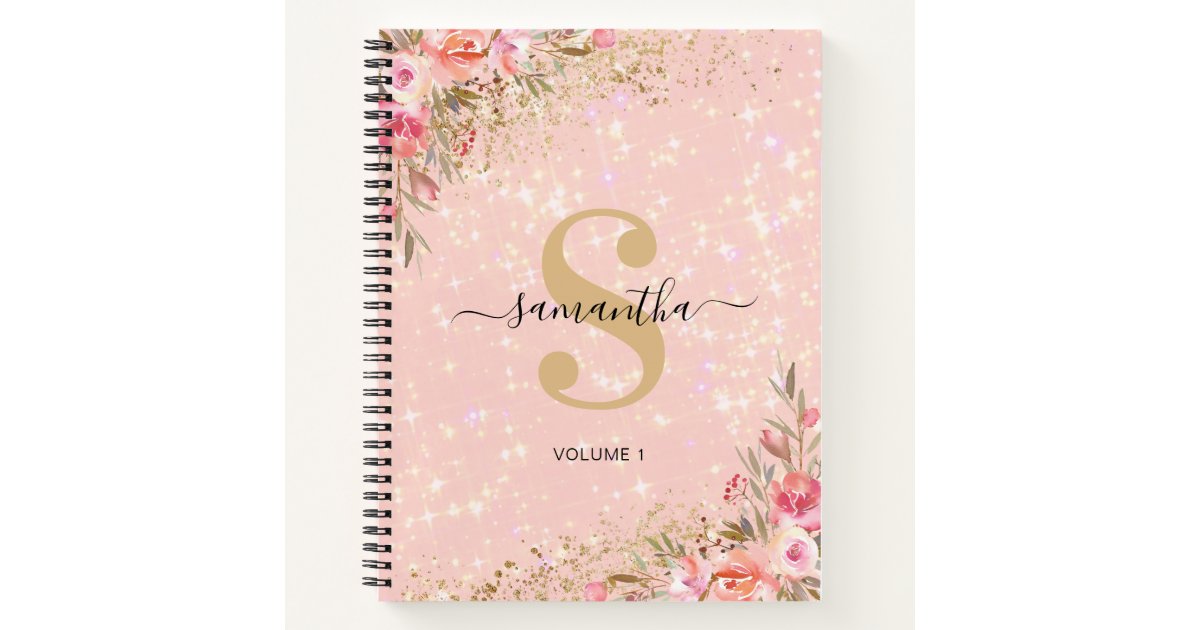 Elegant Sketchbook Your Name Script Pink Notebook