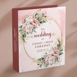 Modern Rose Gold Floral Wedding Memory Album 3 Ring Binder