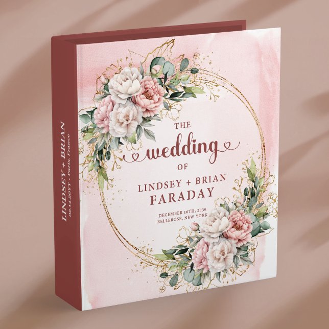 Modern Rose Gold Floral Wedding Memory Album 3 Ring Binder (Modern Rose Gold Floral Wedding Memory Album)