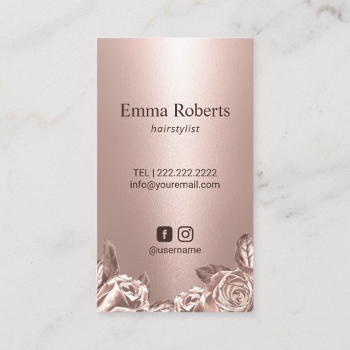 Modern Rose Gold Flower And Scissor Beauty Salon Business Card Zazzle