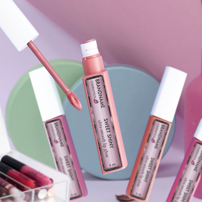 Modern Rose Gold Foil Agate Glitter Lip Gloss Cute Labels (Creator Uploaded)