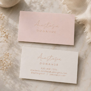 Modern Rose Gold Foil & Blush Business Cards