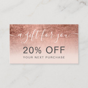 Modern rose gold foil blush ombre professional discount card