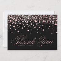 Modern Rose Gold Foil Confetti Drops Black Wedding