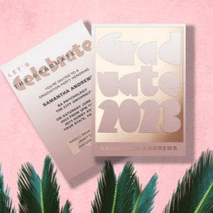 Modern Rose Gold Foil Graduation Party Invitation