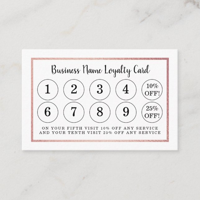 Modern Rose Gold Foil - Loyalty Card (Front)