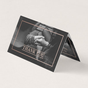 Modern Rose Gold Foil Photo Thank You Card