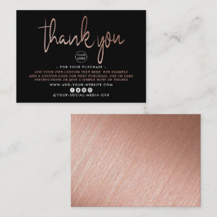 Modern Rose Gold Foil Script Business Thank You Enclosure Card