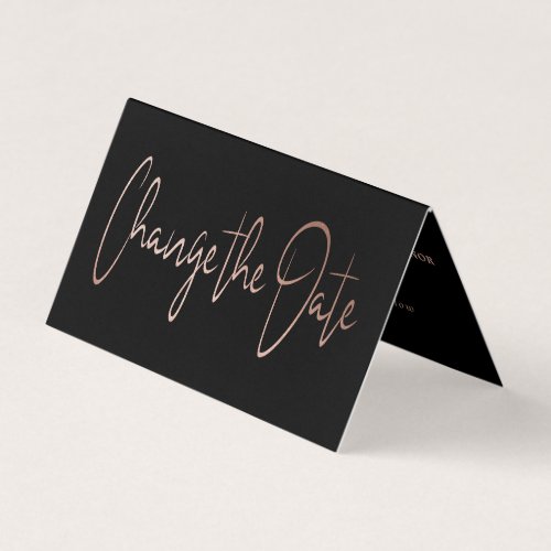 Modern Rose Gold Foil Script Change The Date Card