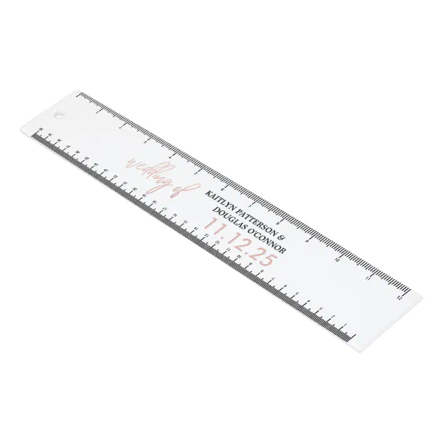Modern Rose Gold Foil Script Wedding Favor Ruler | Zazzle