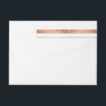 Modern Rose Gold Foil Stripes Monogram Wedding Wrap Around Label<br><div class="desc">Modern Rose Gold Foil Stripes Trendy Geometric , With elegant script font, and Simple minimal design. Perfect for a luxurious and stylish fall or winter wedding, with copper colored rose gold palette, dark almost black gray, and white- Wedding Monogram Wrap Around Return Address Labels! ~ Check my shop to see...</div>