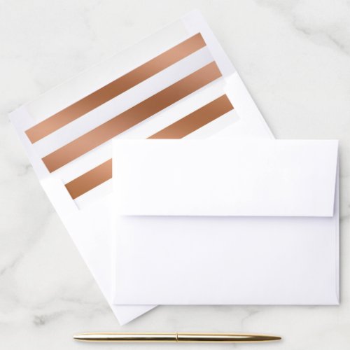 Modern Rose Gold Foil Stripes Trendy Wedding Envelope Liner