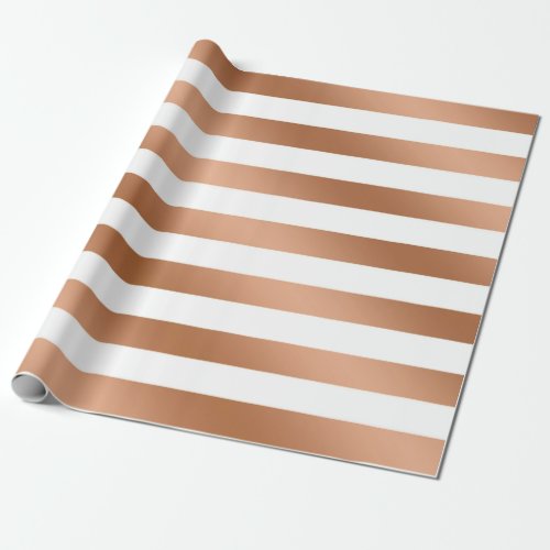 Modern Rose Gold Foil Stripes Trendy Wedding Wrapping Paper