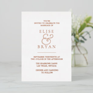 Modern Rose Gold Foil White & Blush Wedding Invitation