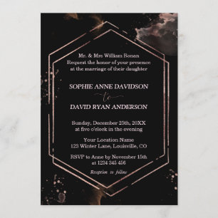 Modern Rose Gold Frame Black Wedding Formal Invitation