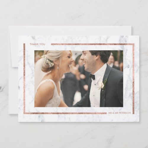 Modern rose gold frame marble thank you wedding