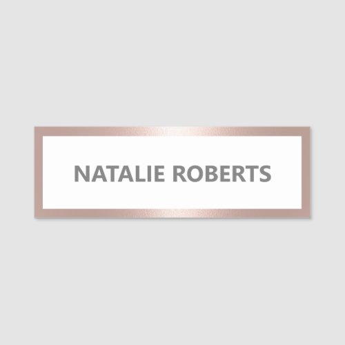 Modern Rose Gold Framed Minimalist Bold Name Tag