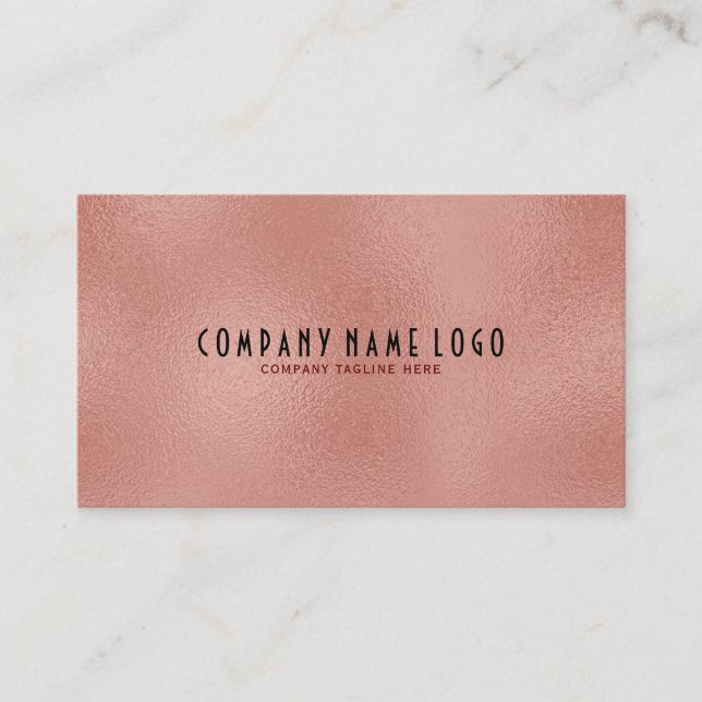 Modern Rose-Gold Frosted Glass Texture Business Card (Front)