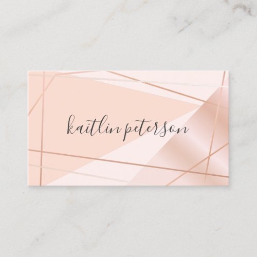 Modern rose gold geometric blush pink makeup salon business card