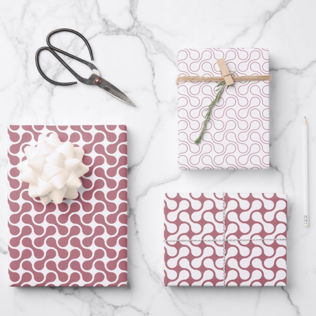 Modern Rose Gold Geometric Metaball Pattern Wrapping Paper Sheets (Front)