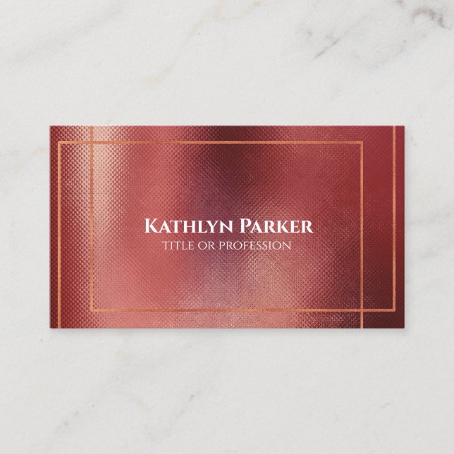Modern Rose Gold Geometric QR Code Professional Business Card (Front)