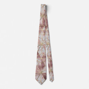 Modern rose gold geometric star flower pattern neck tie