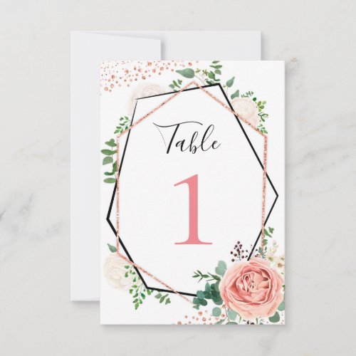 Modern Rose Gold Geometric Table Numbers