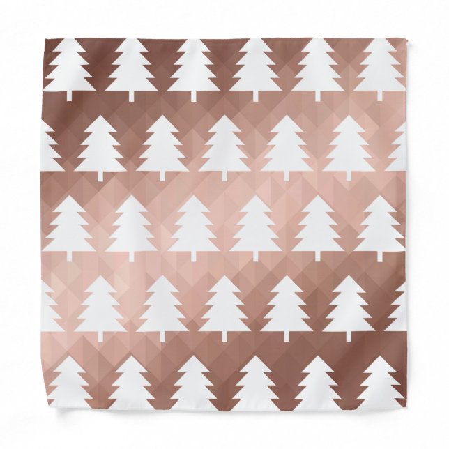 Modern rose gold geometric xmas trees bandana (Front)