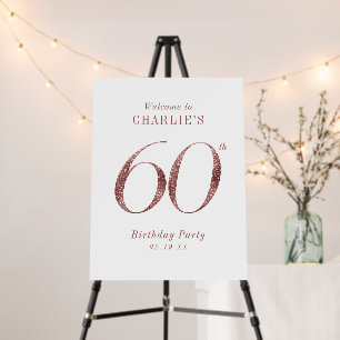 Modern rose gold glitter 60th birthday Sign