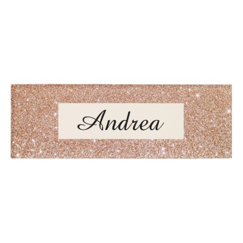 Modern Rose Gold Glitter Beauty Salon Employee Name Tag