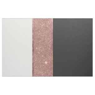 Modern Rose Gold Glitter Black White Color Blocks Fabric