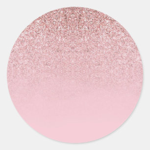 Modern Rose Gold Glitter Blank Template Add Text Classic Round Sticker
