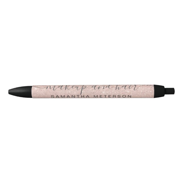Modern rose gold glitter blush ombre makeup name pen (Front)