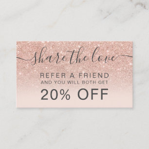 Modern rose gold glitter blush ombre professional referral card