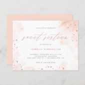 Modern Rose Gold Glitter Blush Pink Ombre Sweet 16 Invitation Postcard (Front/Back)