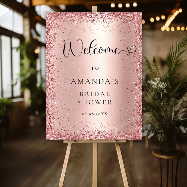 Modern Rose-Gold Glitter Bridal Shower  Foam Board (Creator Uploaded)