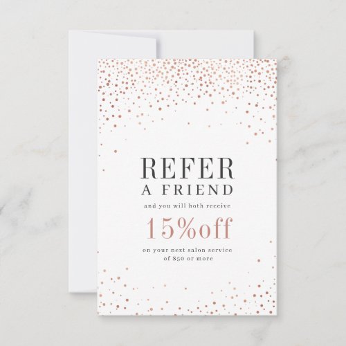 Modern rose gold glitter business referral card