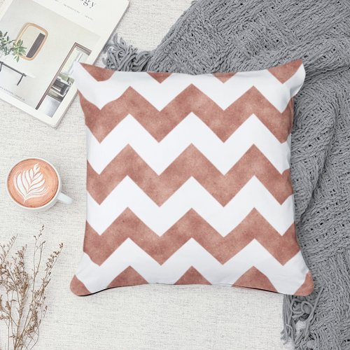 Modern Rose Gold Glitter Chevron Pattern Throw Pillow