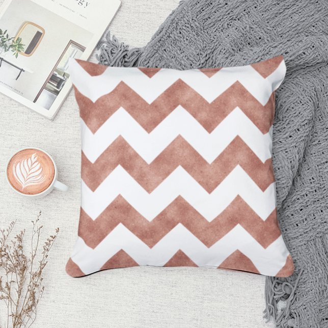 Modern Rose Gold Glitter Chevron Pattern Throw Pillow (Creator Uploaded)