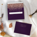 Modern Rose Gold Glitter Dark Purple Wedding Envelope<br><div class="desc">The inside of this elegant modern wedding invitation envelope features a rose gold faux glitter design on a dark purple background. Customize the back flap with the names of the bride and groom in rose pink handwriting script and return address in copperplate font on a dark purple background.</div>