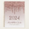 Modern Rose Gold Glitter Drips Elegant Script Year