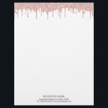 Modern Rose Gold Glitter Drips Letterhead<br><div class="desc">Modern Rose Gold Glitter Drips Letterhead.</div>