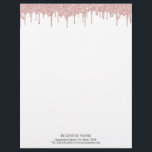 Modern Rose Gold Glitter Drips Letterhead<br><div class="desc">Modern Rose Gold Glitter Drips Letterhead.</div>